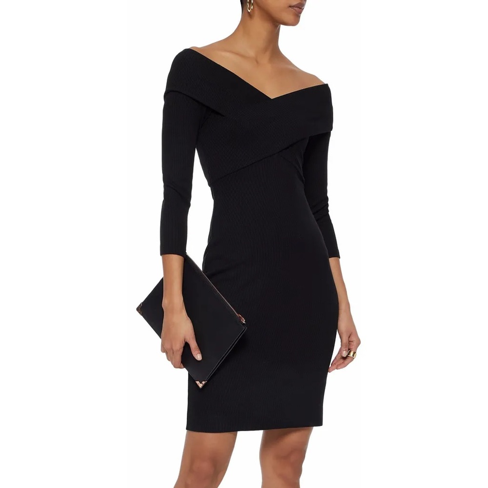 L’Agence Fantina Off Shoulder Rib Knit Dress (L)